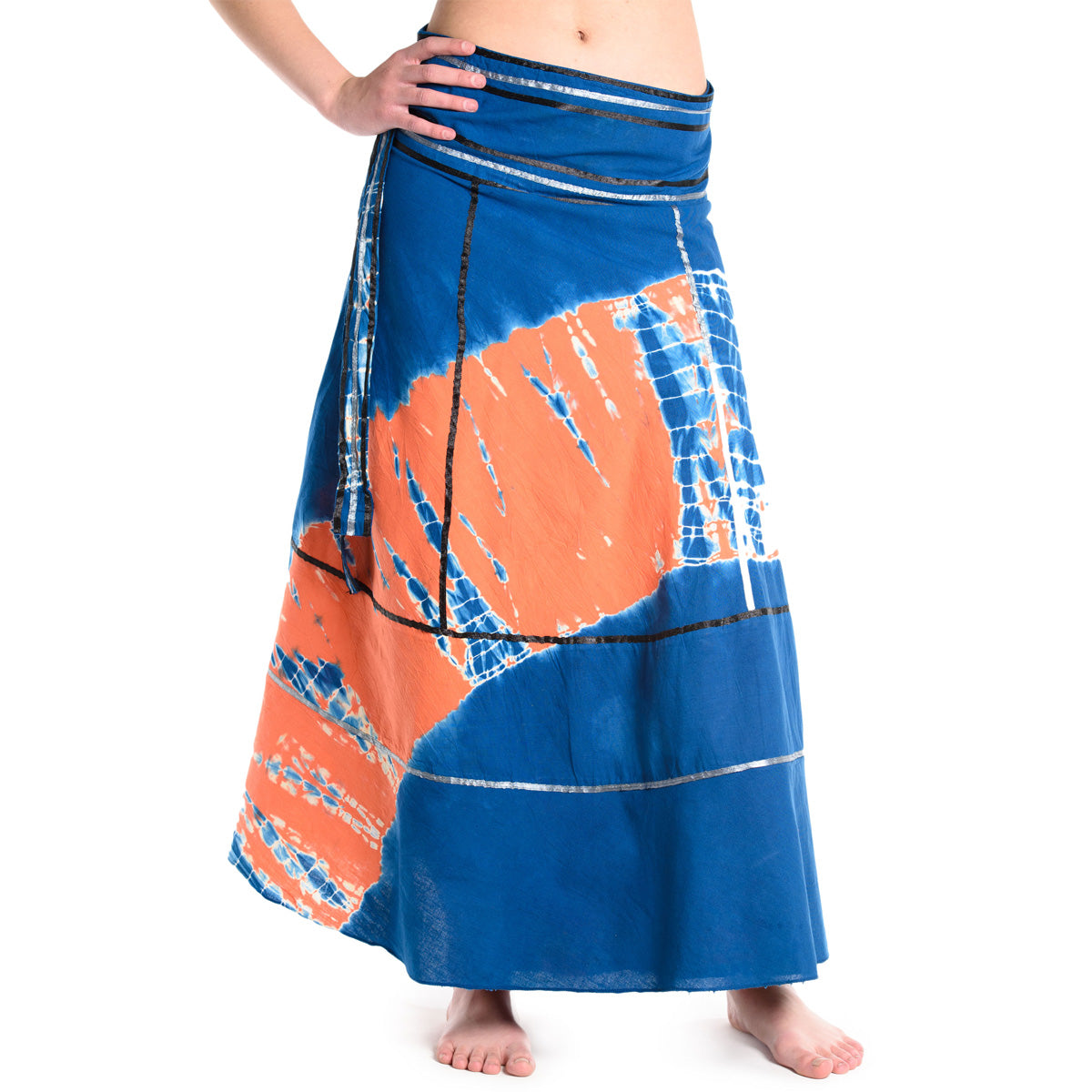 Boho Batik Wickelrock in Blau/Orange von ufash