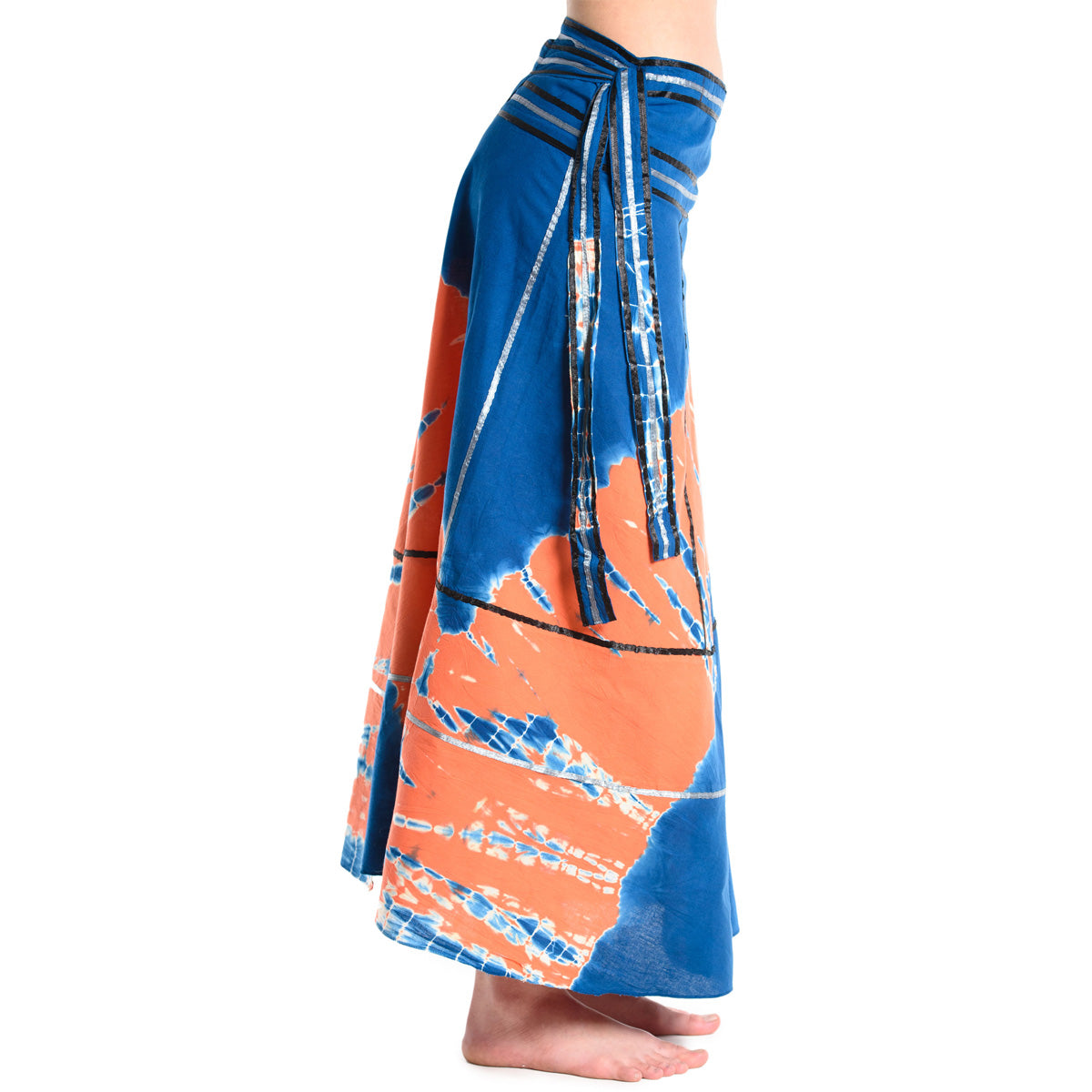 Boho Batik Wickelrock in Blau/Orange von ufash