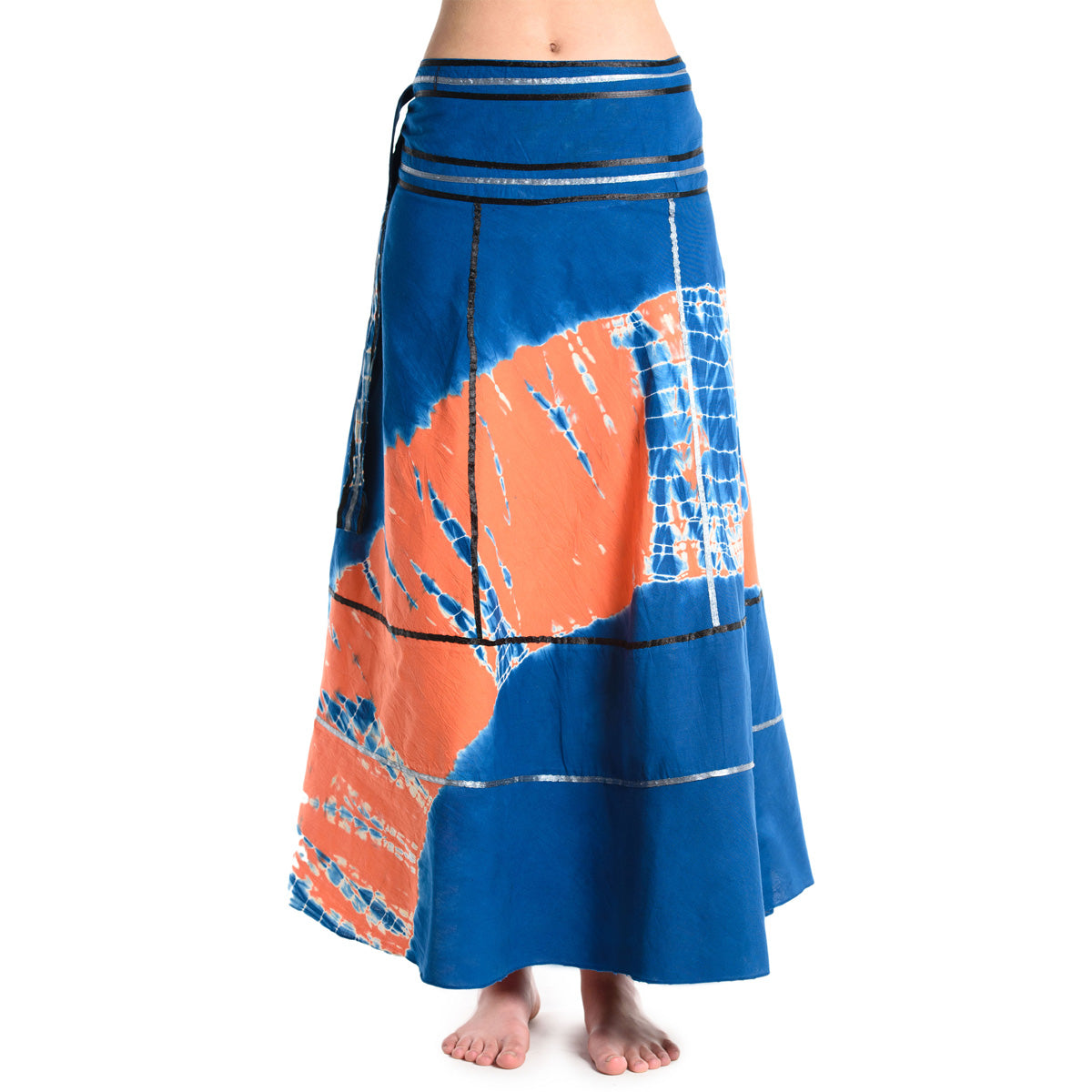 Boho Batik Wickelrock in Blau/Orange von ufash