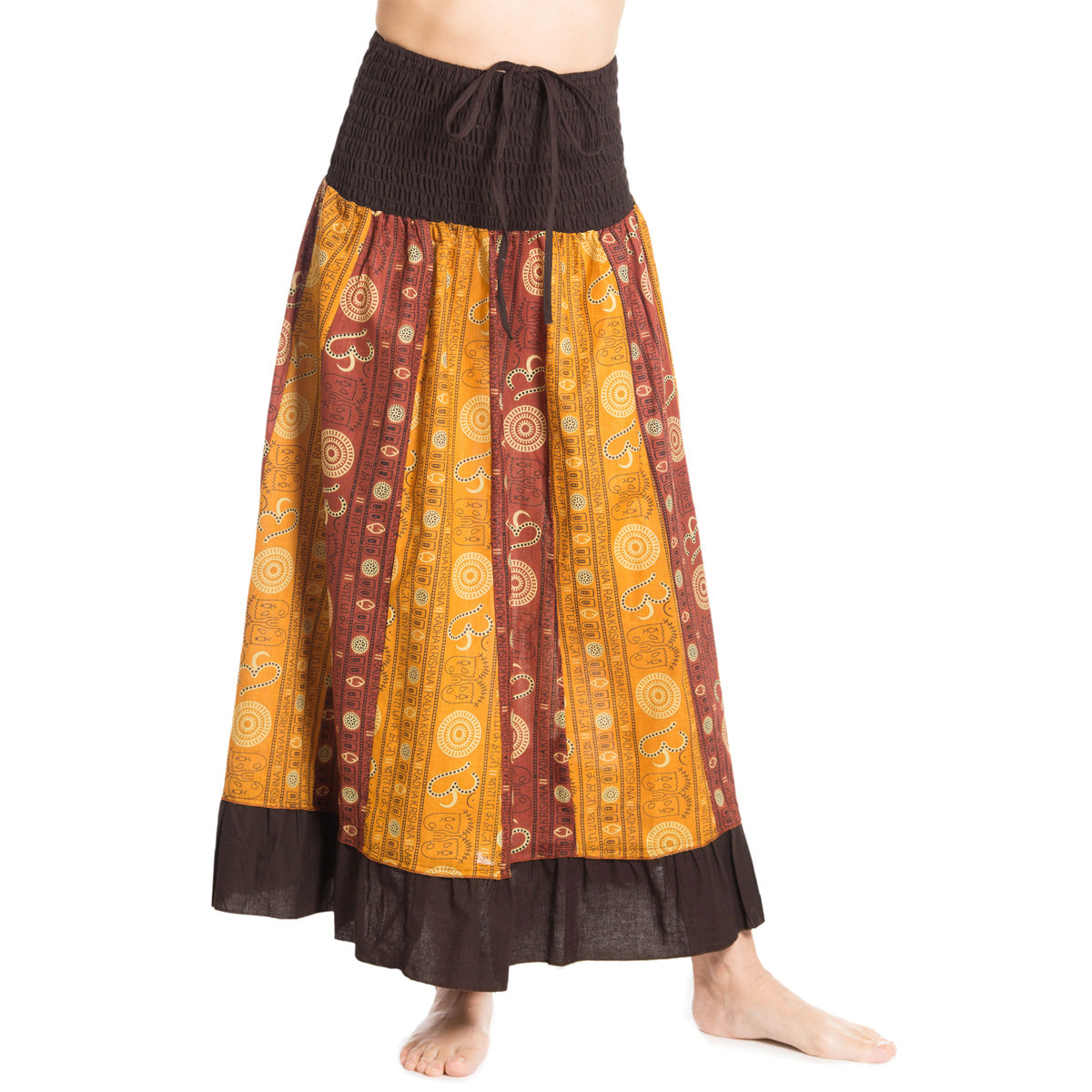 Patchwork Sommerrock in Braun mit OM-Muster von ufash