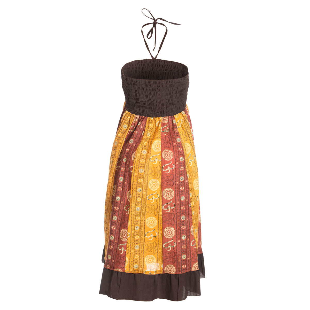 Patchwork Sommerrock in Braun mit OM-Muster von ufash