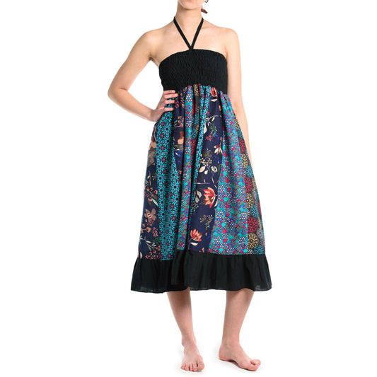 Patchwork Sommerrock mit schwarzem Bund von ufash
