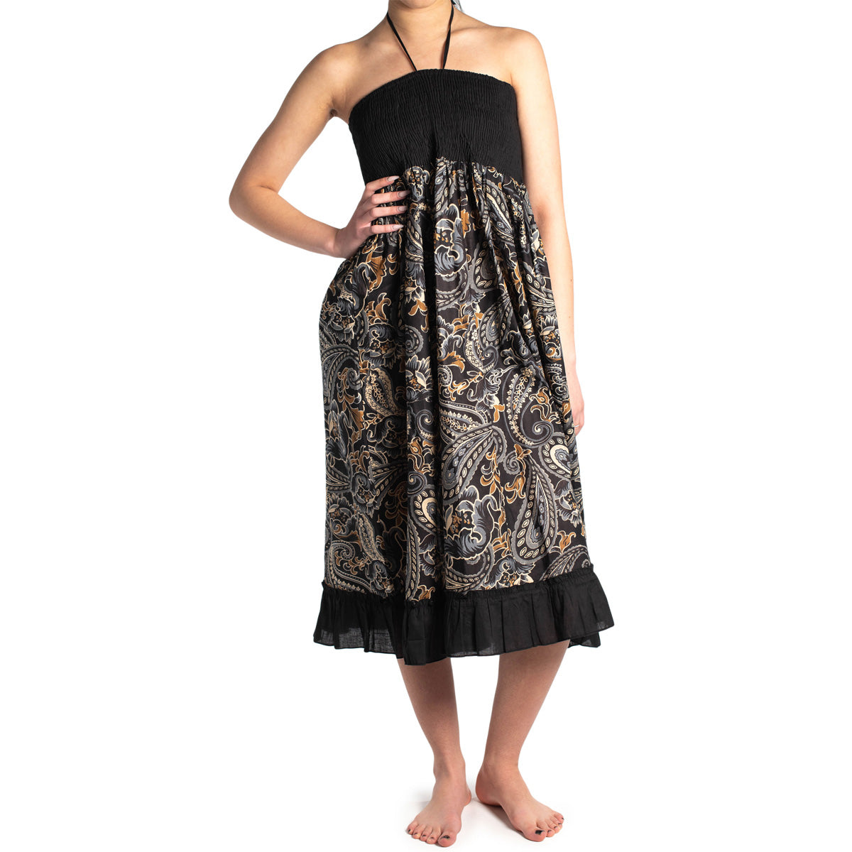 Faltrock in Schwarz mit Paisley Muster von ufash