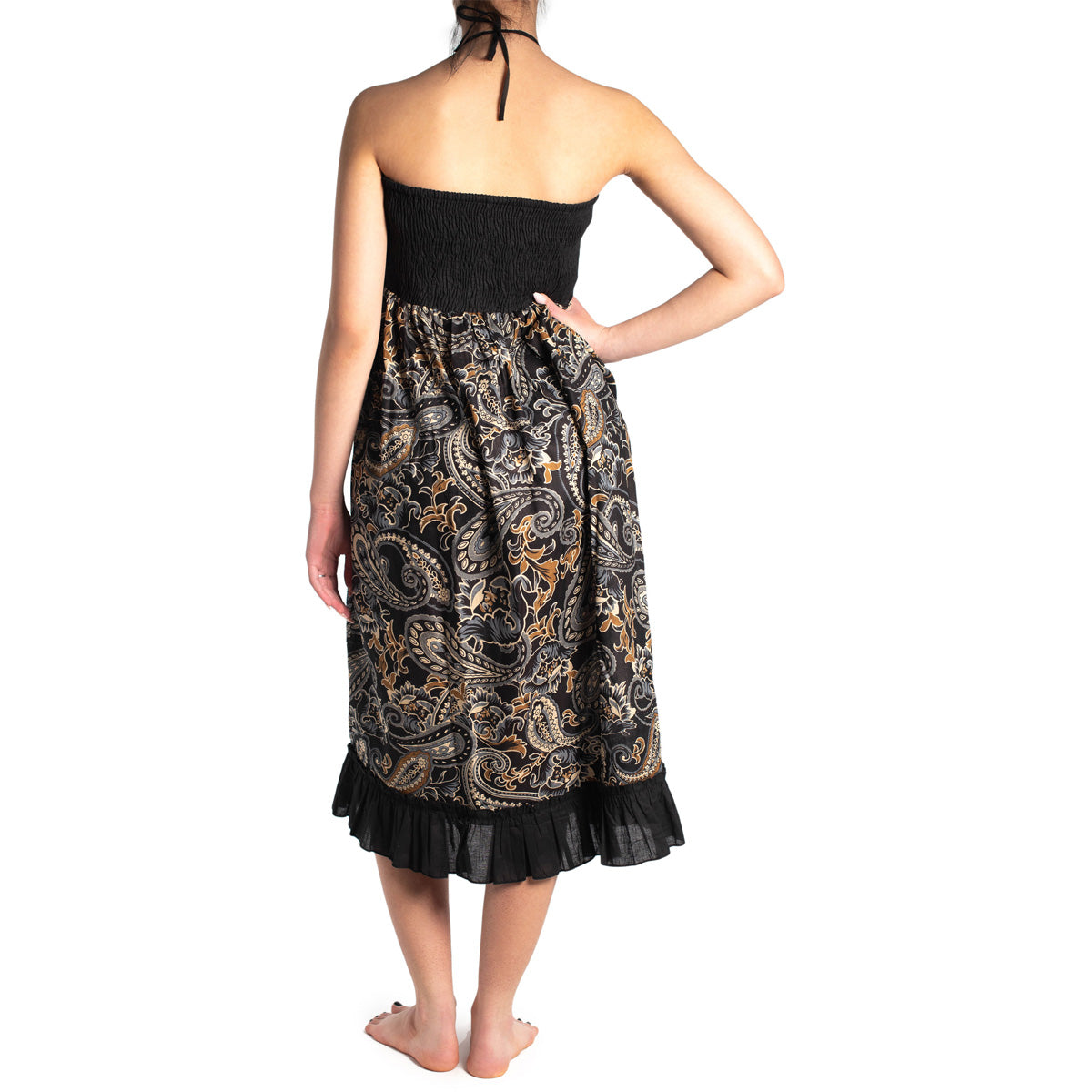 Faltrock in Schwarz mit Paisley Muster von ufash