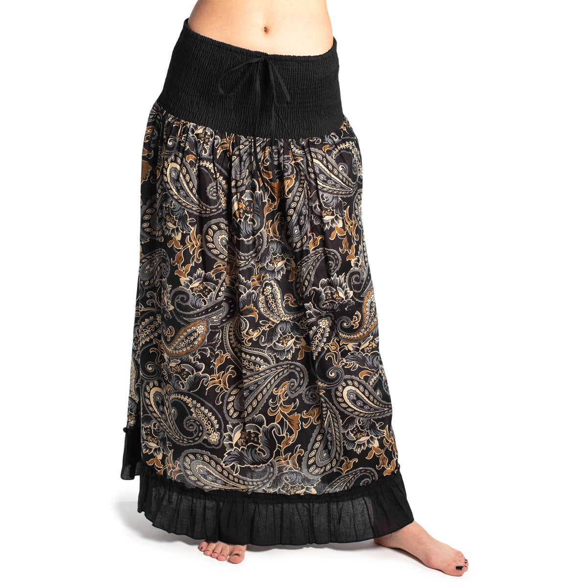 Faltrock in Schwarz mit Paisley Muster von ufash