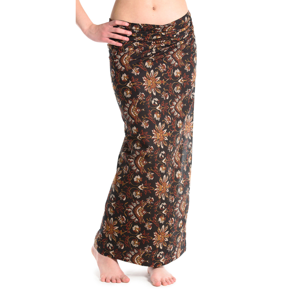 Handbedruckter Sarong in Rot/Schwarz von ufash