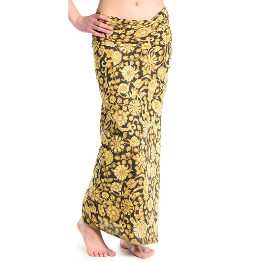 Handbedruckter Sarong in Gelb/Schwarz von ufash