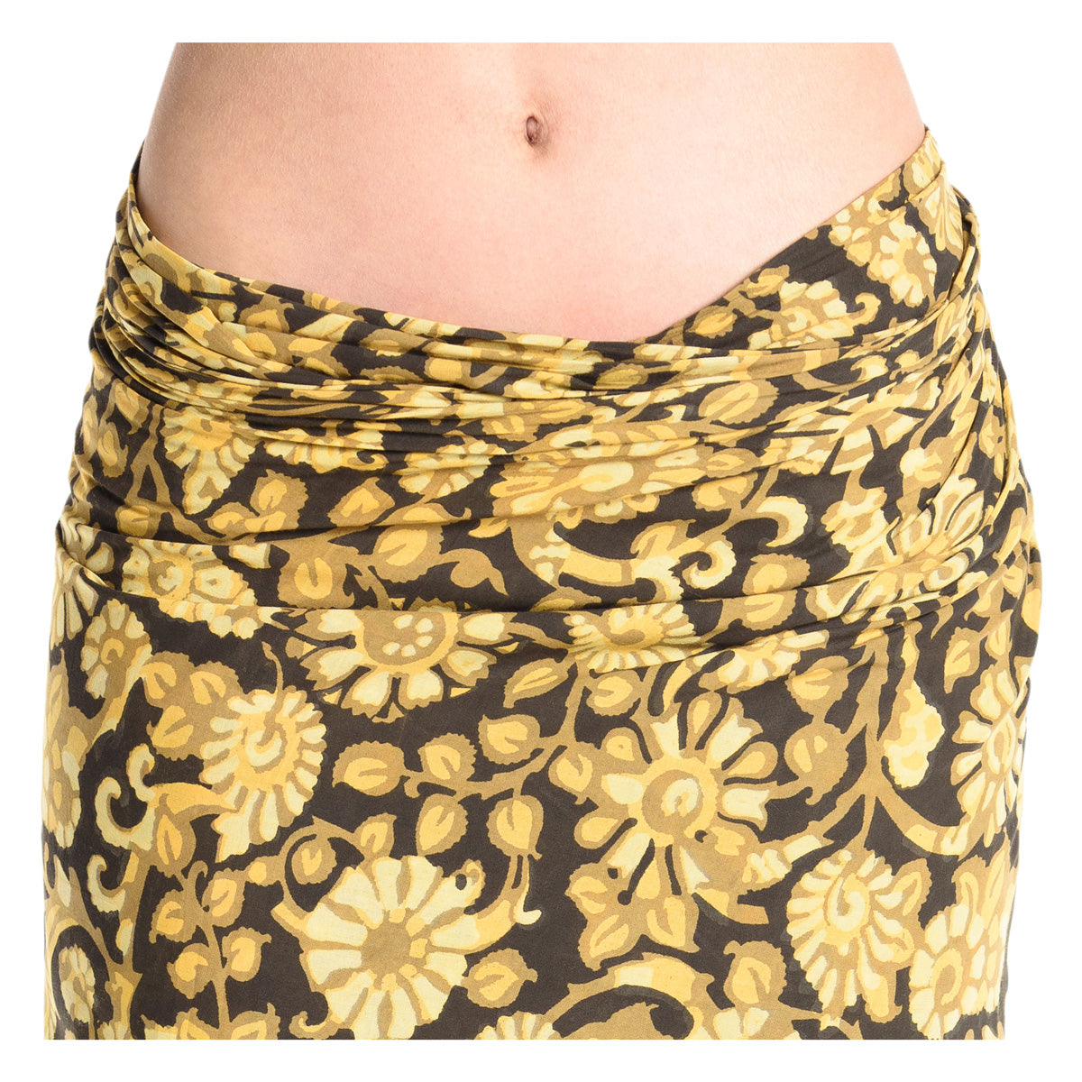 Handbedruckter Sarong in Gelb/Schwarz von ufash