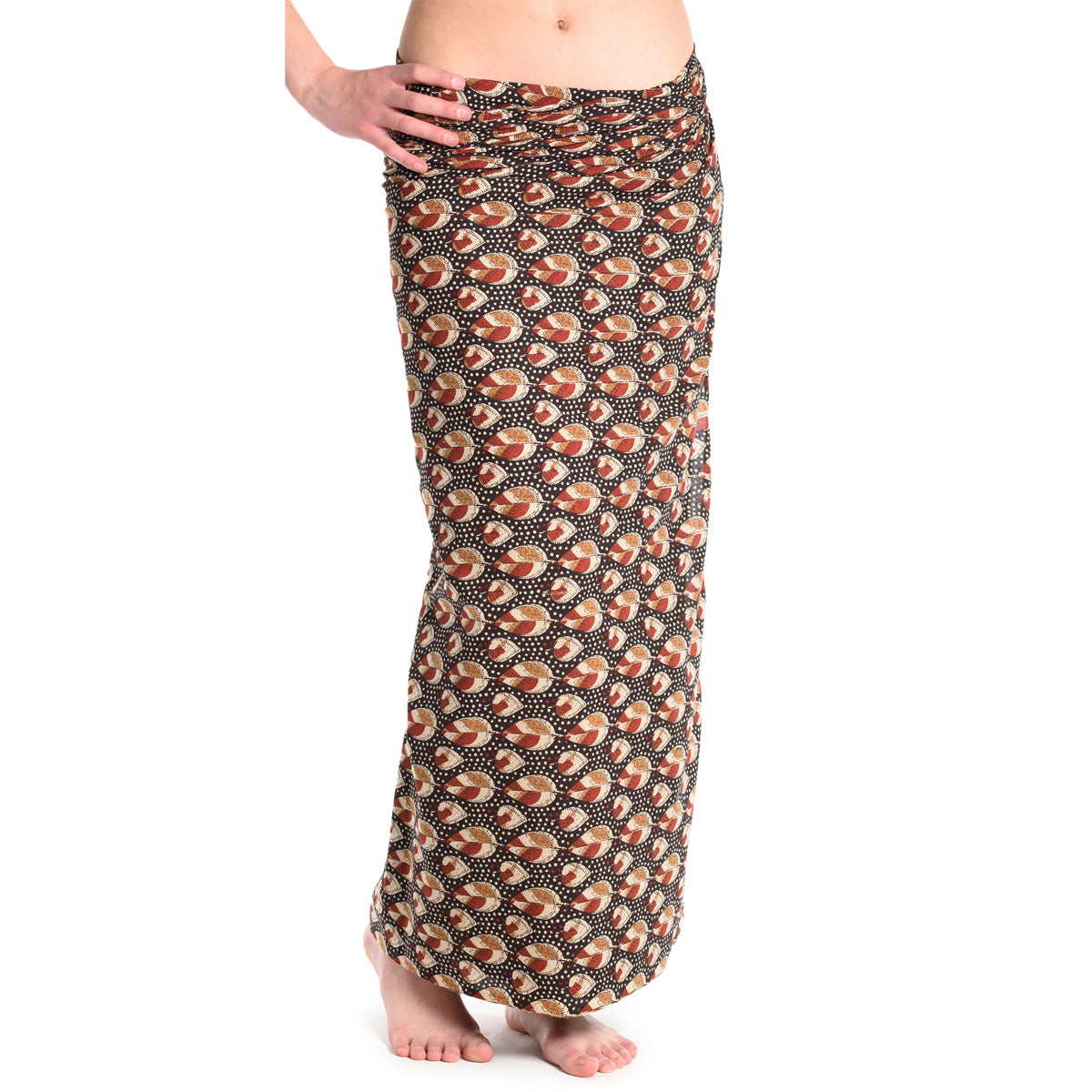 Handbedruckter Sarong in Rot/Schwarz von ufash