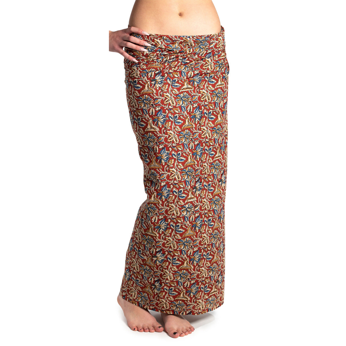 Handbedruckter Sarong in Rot von ufash