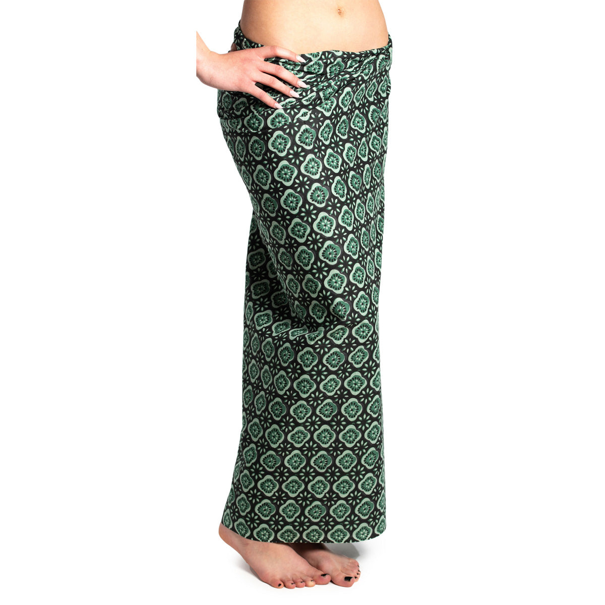 Handbedruckter Sarong in Grün von ufash