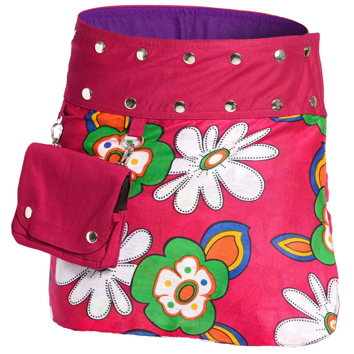 Blumen Wende-Minirock Rot und Lila von ufash