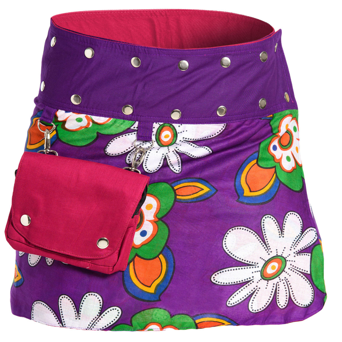 Blumen Wende-Minirock Rot und Lila von ufash