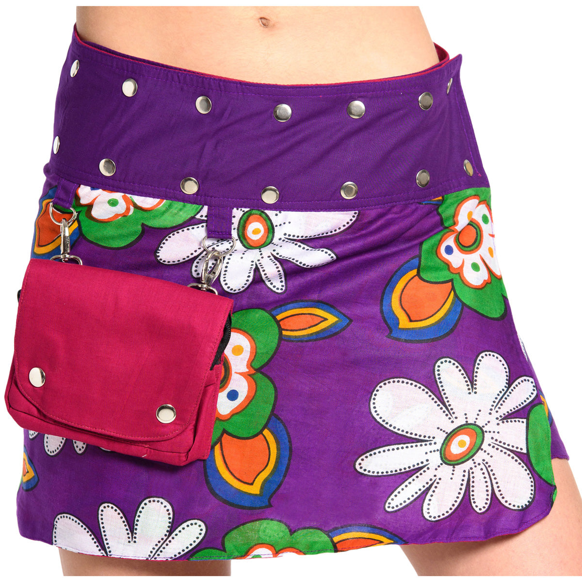 Blumen Wende-Minirock Rot und Lila von ufash