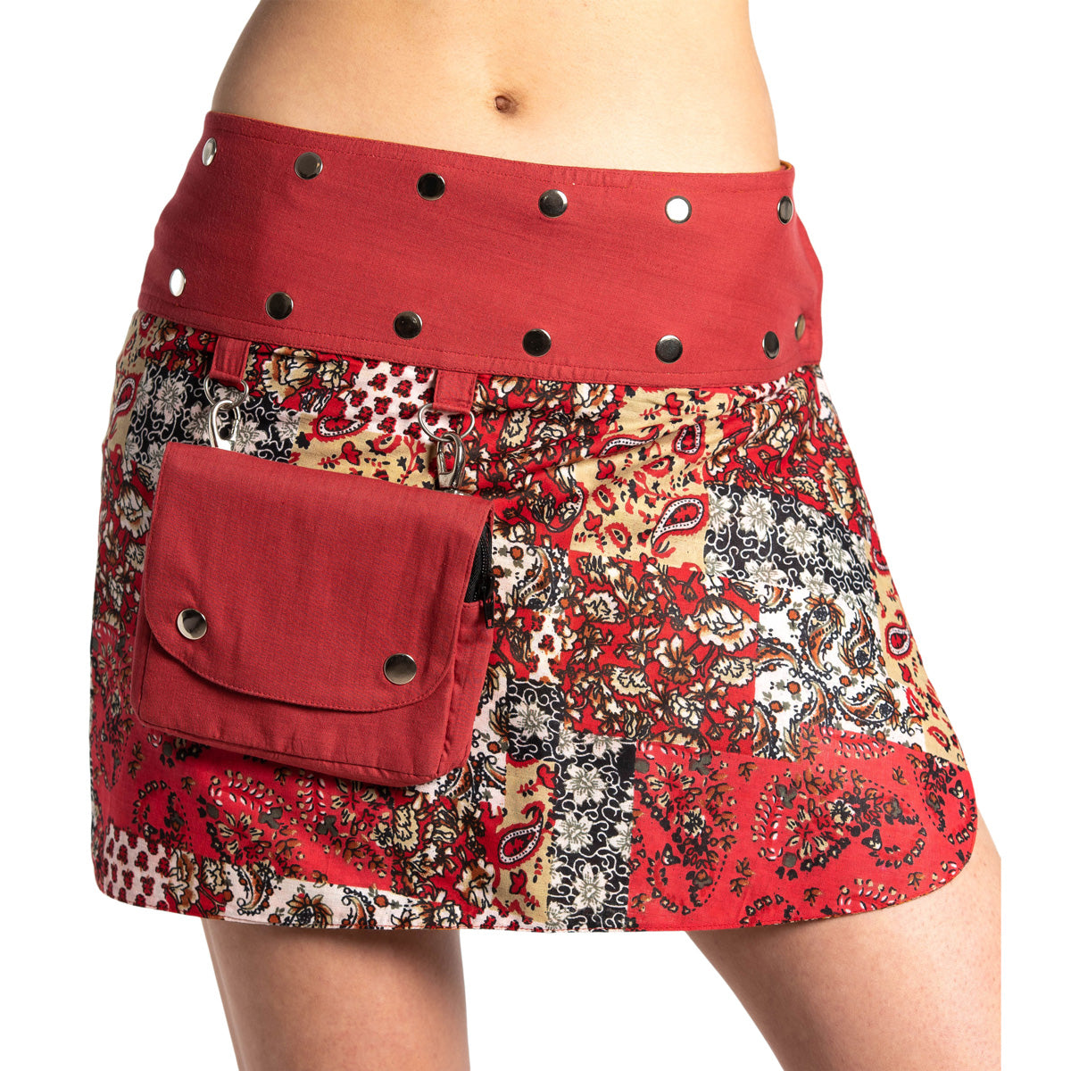 Roter Wende-Minirock mit Muster von ufash