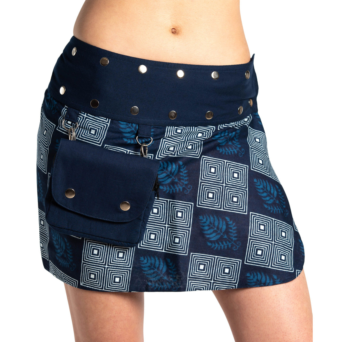 Indigo Wende-Minirock mit Muster von ufash