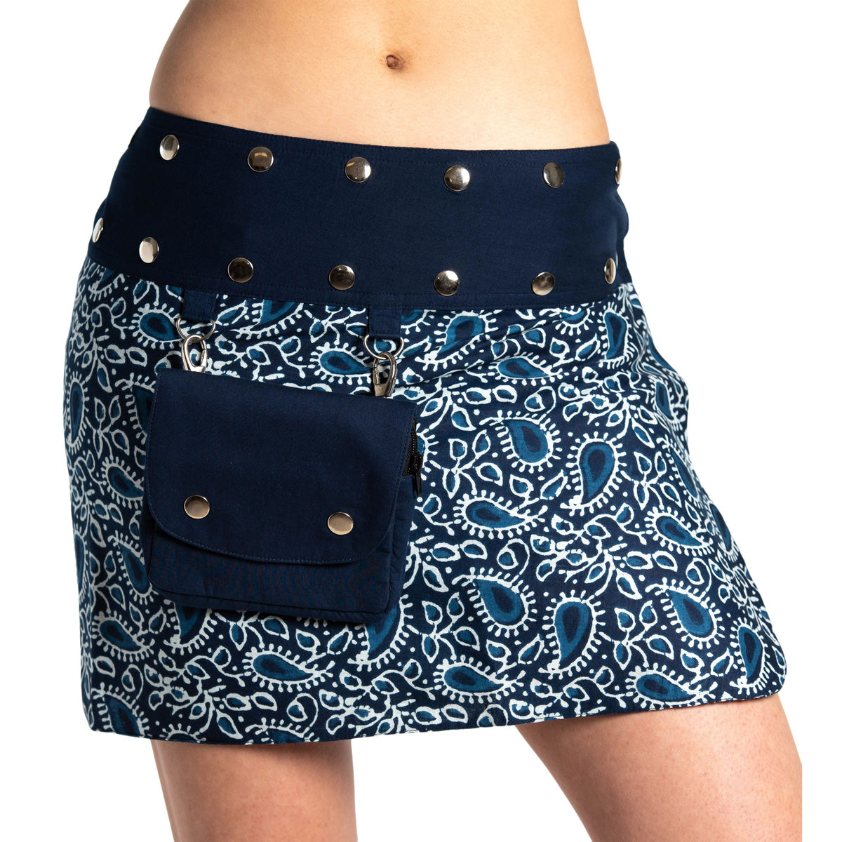 Indigo Wende-Minirock mit Muster von ufash