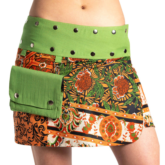 Wende-Minirock in Grün/Orange von ufash