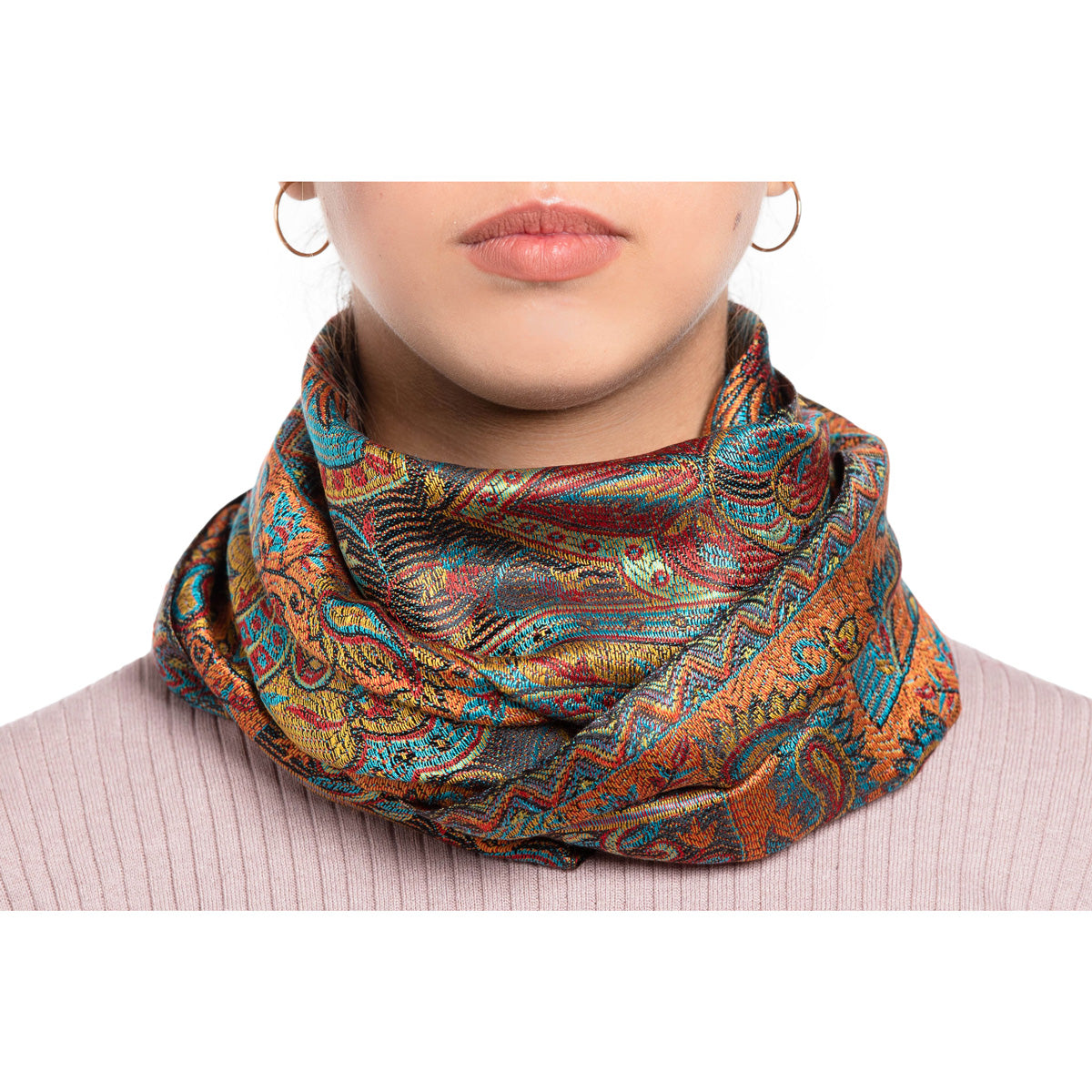 Pashmina Seidenschal in Blau und Braun von ufash