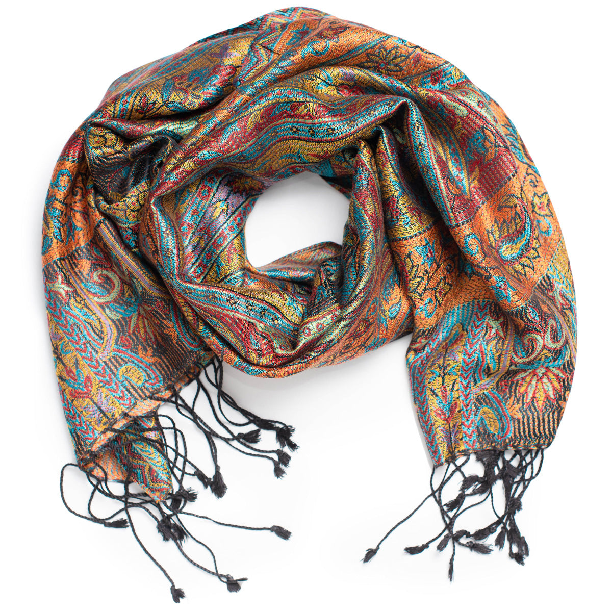 Pashmina Seidenschal in Blau und Braun von ufash