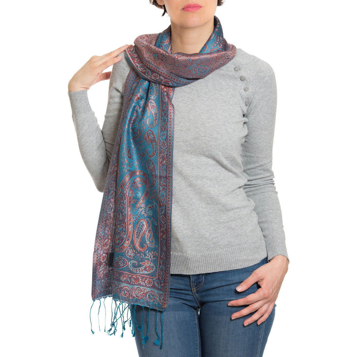 Pashmina Seidenschal in Blau von ufash