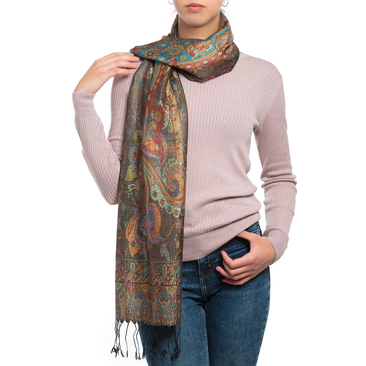 Pashmina Seidenschal in Braun von ufash