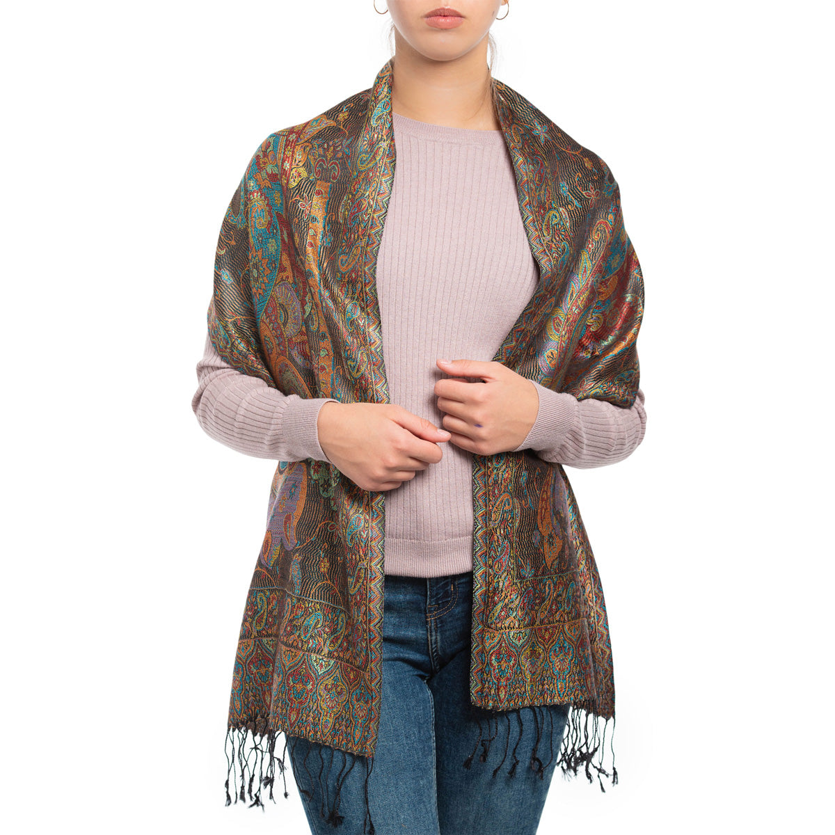 Pashmina Seidenschal in Braun von ufash