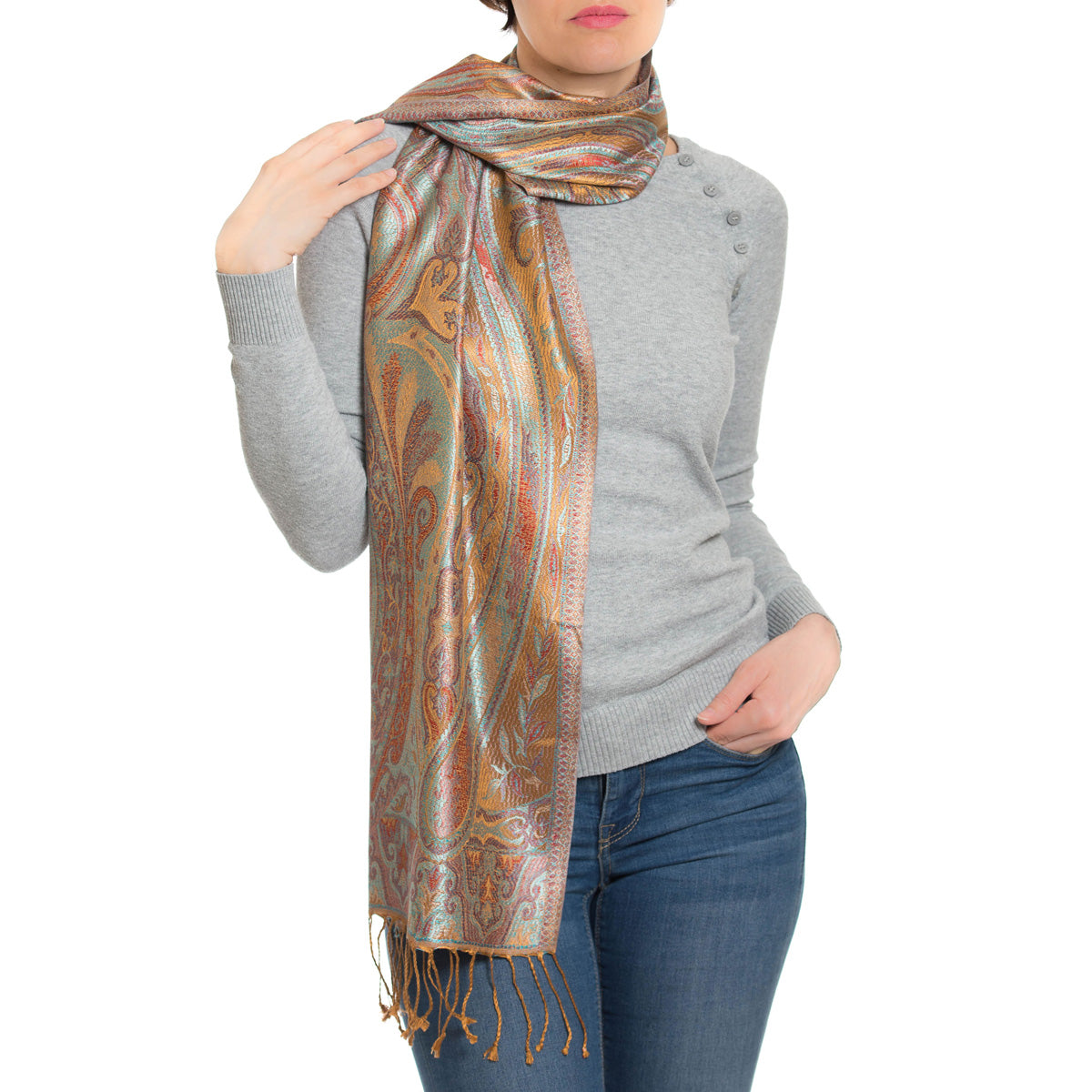 Pashmina Seidenschal in Goldbraun von ufash