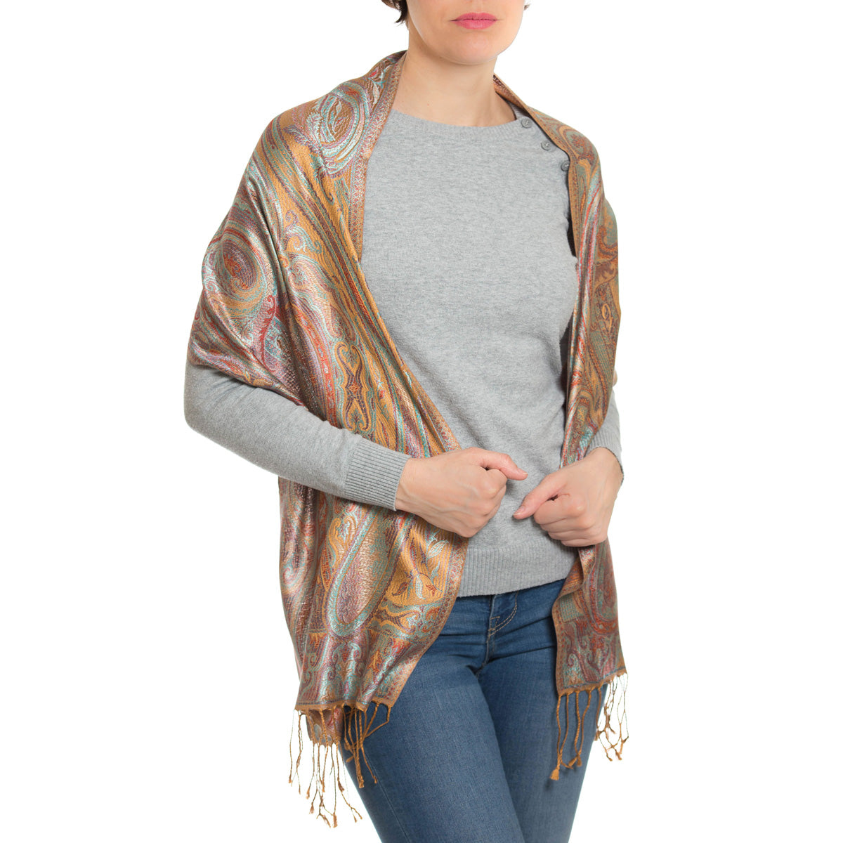 Pashmina Seidenschal in Goldbraun von ufash