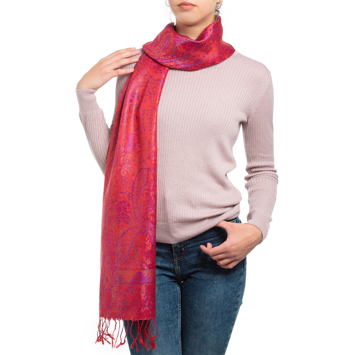 Pashmina Seidenschal in Rot von ufash