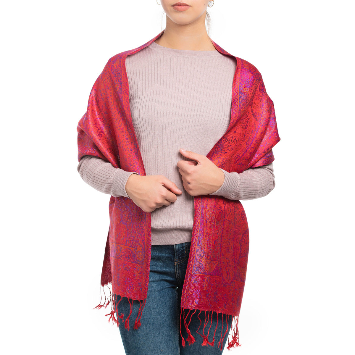 Pashmina Seidenschal in Rot von ufash