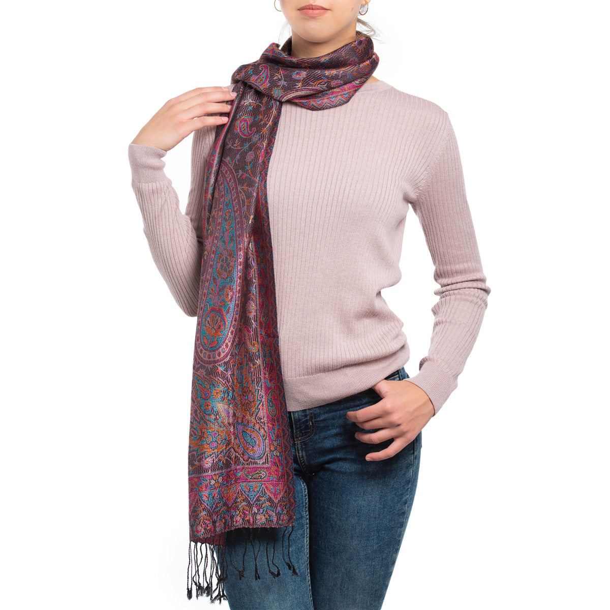 Pashmina Seidenschal in Violett von ufash