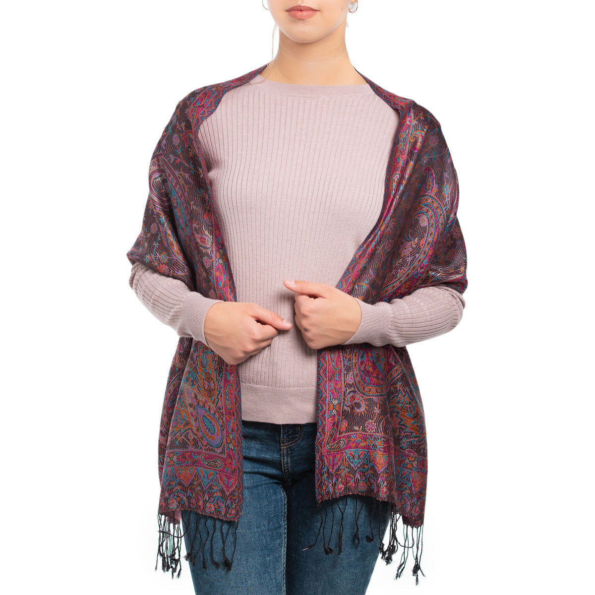 Pashmina Seidenschal in Violett von ufash