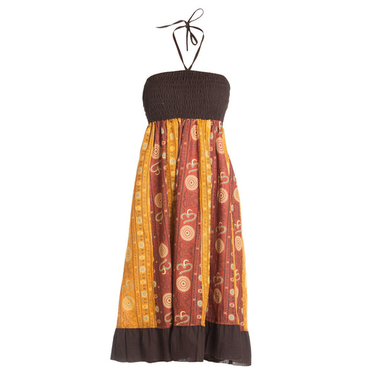 Patchwork Sommerrock in Braun mit OM-Muster von ufash