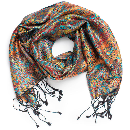 Pashmina Seidenschal in Blau und Braun von ufash